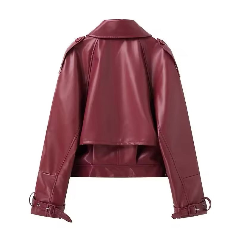 Bordeaux Lederjacke