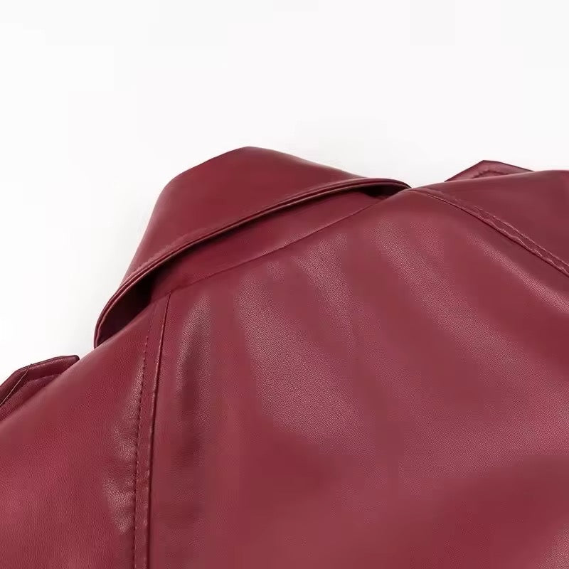 Bordeaux Lederjacke