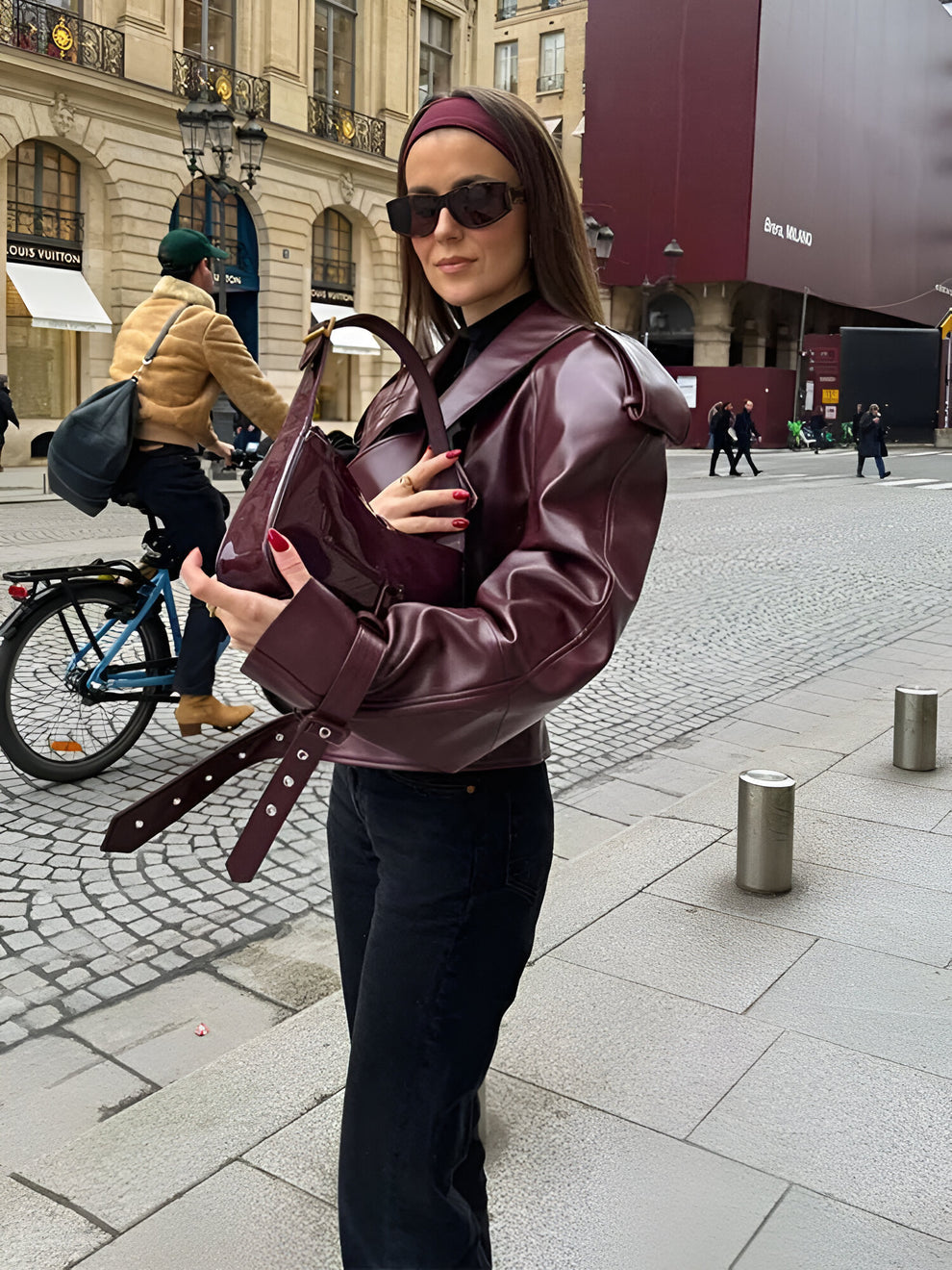 Bordeaux Lederjacke