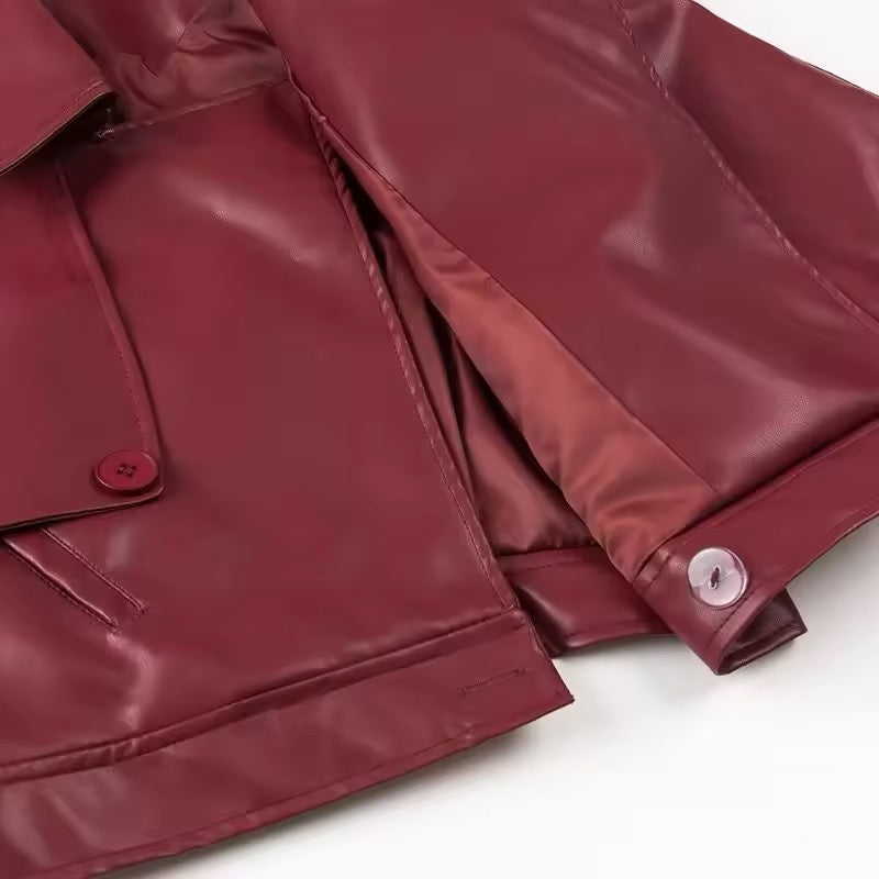 Bordeaux Lederjacke