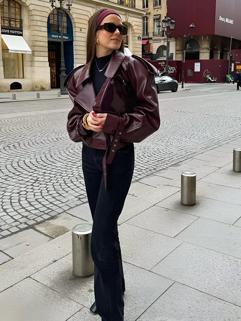 Bordeaux Lederjacke