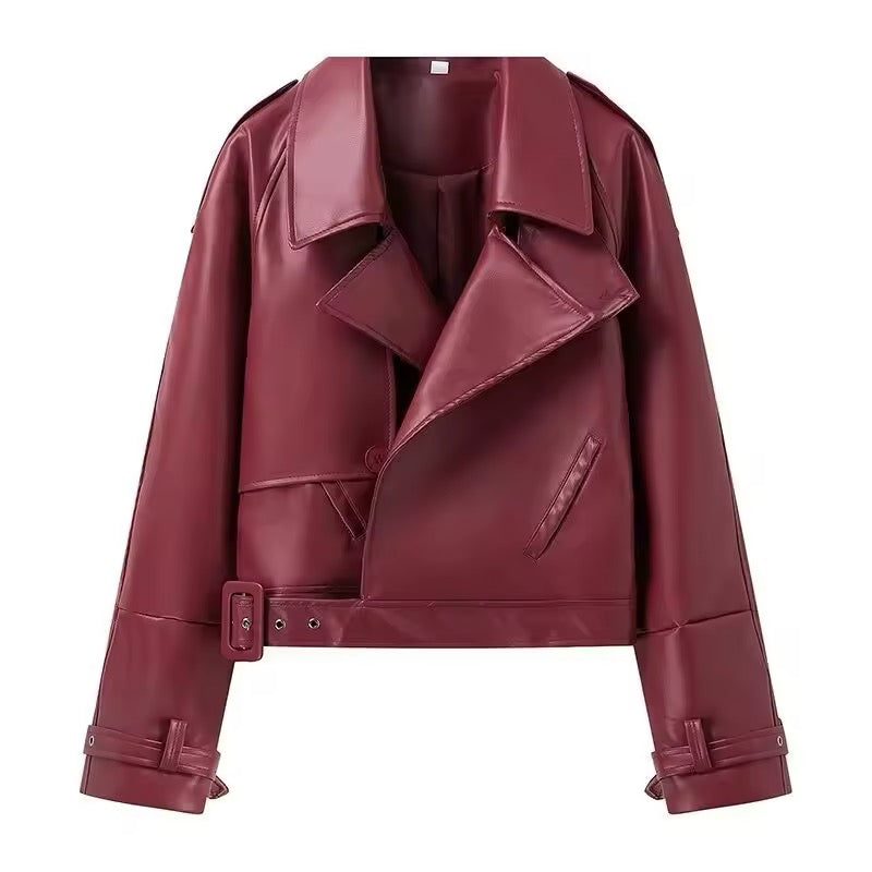 Bordeaux Lederjacke